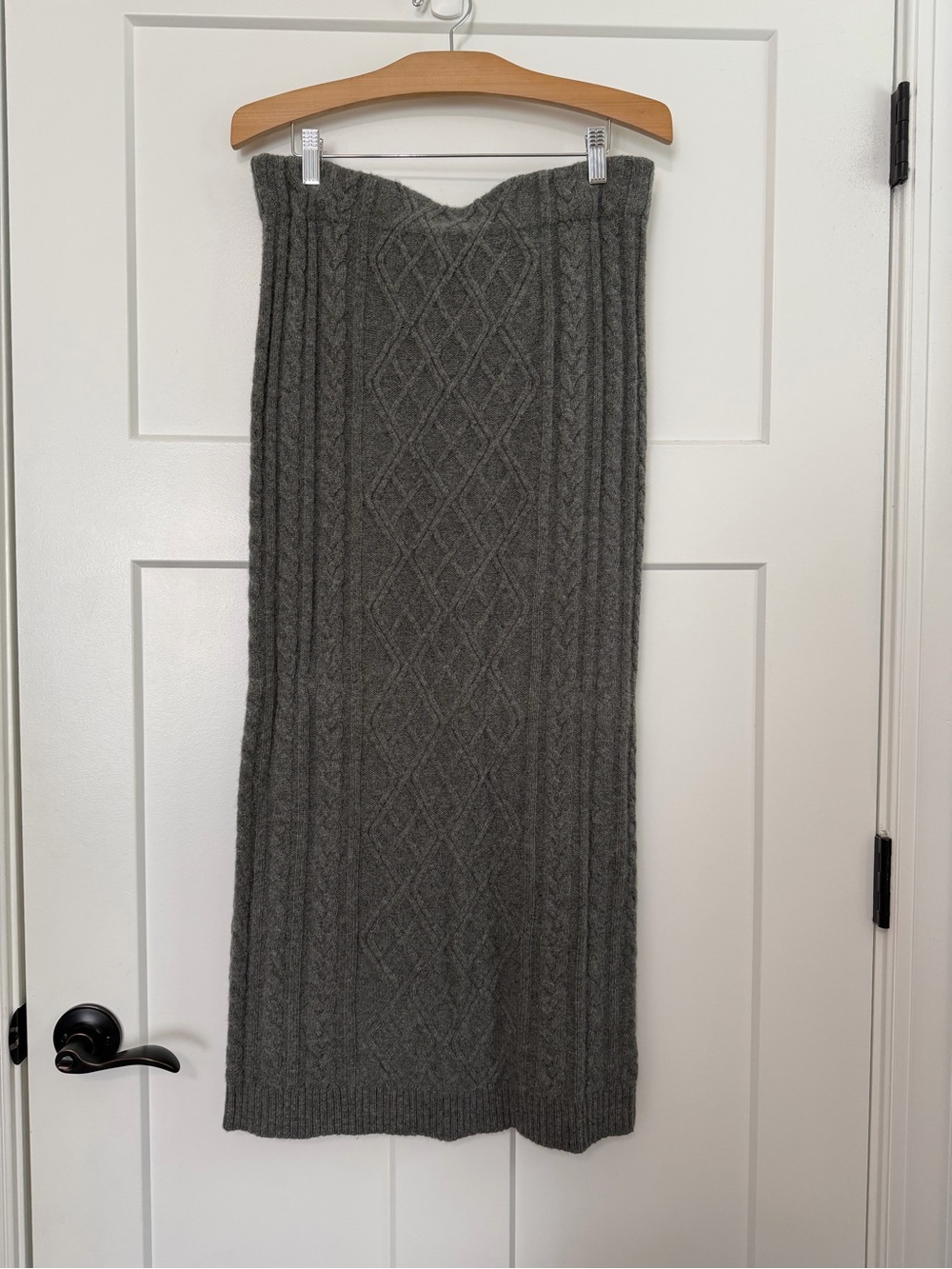 Lauren Ralph Lauren Cashmere Blend Cable Knit Maxi Sweater Skirt Gray M - Picture 2 of 8